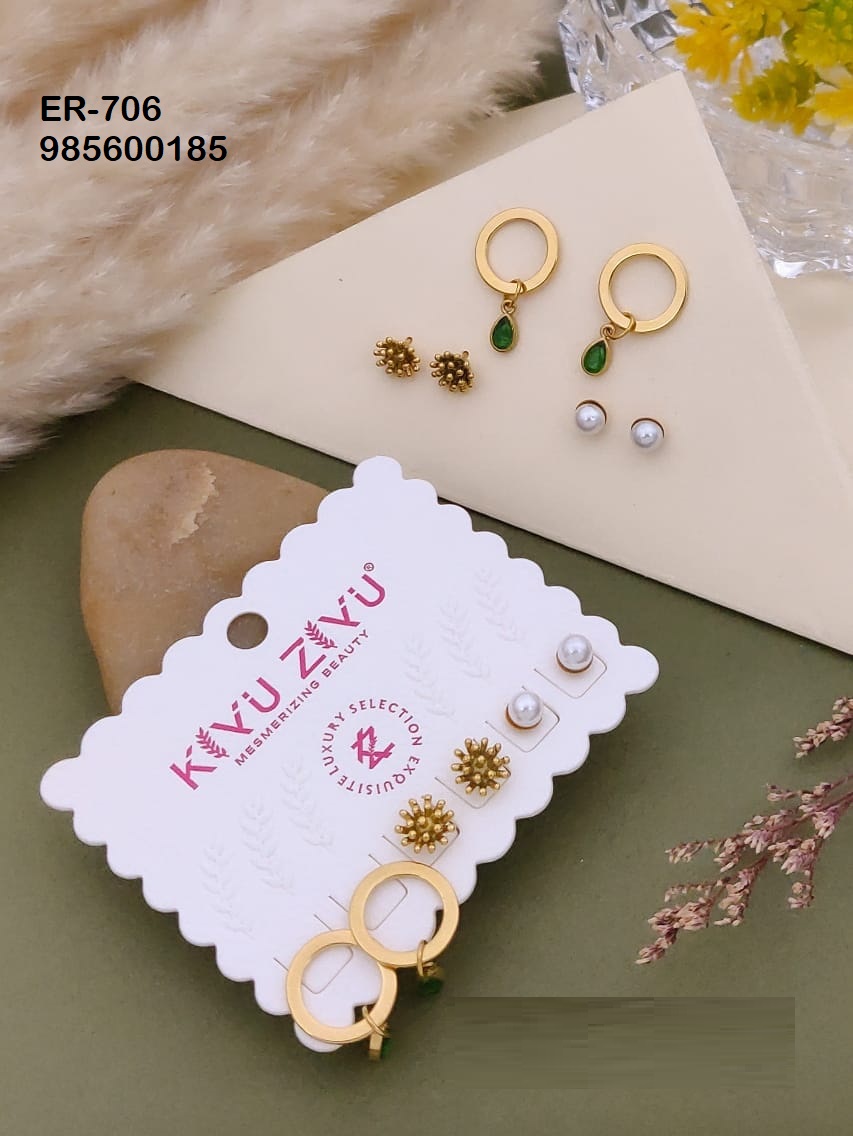 Set Of 3 Pair Earrings